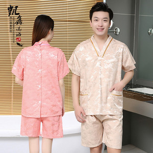 Traje de sauna de algodón con botones delanteros y traseros para hombres y mujeres, ropa para terapia de masajes, verano 2021 - Product Image 4