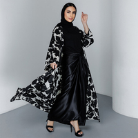 Vêtements ethniques de prière islamique, haut de gamme, arabe, ouvert, imprimé Floral, noir, Abaya, Hijab, dubaï, Robe musulmane, Ramadan