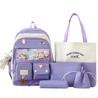 Sac à dos scolaire tendance pour étudiants, imperméable, en nylon et polyester, avec logo personnalisé, ensemble de sacs à dos scolaires, fermeture éclair à motif de dessin animé pour filles