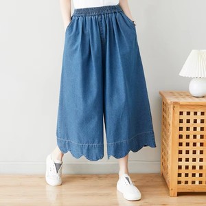 <span class=keywords><strong>Jeans</strong></span> de mezclilla de cintura alta para mujer, pantalones capri de pierna ancha con ribete ondulado, <span class=keywords><strong>jeans</strong></span> de verano rectos y ajustados de talla grande para damas de talla grande - Product Image 2