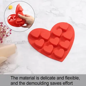 Molde de silicona con forma de corazón 3d para pastel, 10 cavidades, para pudín de Chocolate
