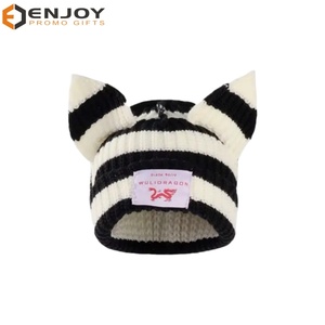 หมวกบีนนี่หู<span class=keywords><strong>แมว</strong></span>ลายทางน่ารักสำหรับฤดูหนาวหมวกบีนนี่มีหูสำหรับผู้หญิงหมวกบีนนี่ลายสัตว์ออกแบบโลโก้ได้ตามต้องการ - Product Image 1