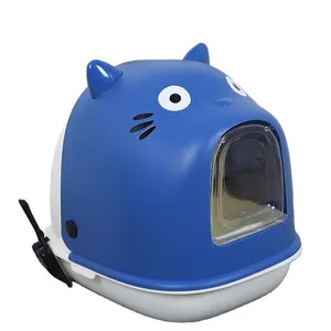 Flip Type Fully Enclosed Splash Proof Cartoon Cat Enclosed Pet Clean Up Cat Toilet Cat Litter Box Pets Suppliers