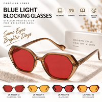 Lunettes Rétro Géométriques Anti-Lumière Bleue avec Verres Rouges Ambrés pour Femmes, Idéales pour la Lecture sur Écran et l'Ordinateur, Personnalisables OEM
