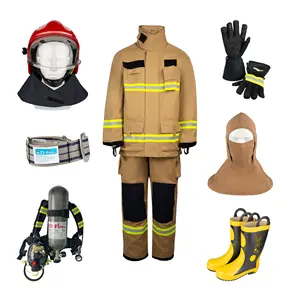 EN469 CE Approved Firefighter Uniform Khaki Color Full Set FireFighter Suits With NFPA1971 And EN469 Standard