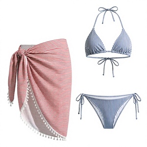 Bikini Brasileño Personalizado, Traje de Baño de 3 Piezas para Mujer, Color Sólido con Encaje, Marca Privada, para Playa de Verano - Product Image 3