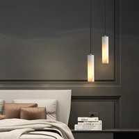 Lustre suspendu LED en albâtre moderne pour salon, chambre à coucher, éclairage à tête unique, luminaires de luxe en marbre