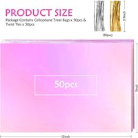 50pcs holographique fête faveur sacs Cellophane sacs Goodie sacs pour anniversaire mariage bébé douche pâques nourriture bonbons sécurité clair