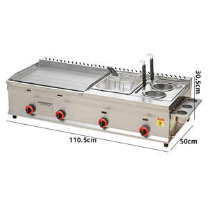 Friteuse professionnelle à double compartiment, plaque chauffante à gaz, grill commercial, comptoir en acier inoxydable, facile à nettoyer, plaque chauffante pour hamburgers et steaks - Product Image 1
