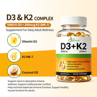 Complément de santé pour adultes à marque privée OEM Chine-Herb, exclus les nouveau-nés, capsules molles végétaliennes de vitamines D3 et K2 à l'huile de coco