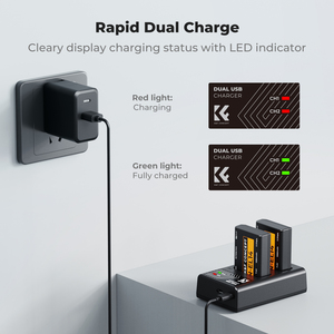 Chargeur rapide double fente K&F Concept EN-EL14 pour batteries d'appareil photo <span class=keywords><strong>Nikon</strong></span> D3500 D5600 D3200 <span class=keywords><strong>D3300</strong></span> D3400 D5500 P7800 - Product Image 3