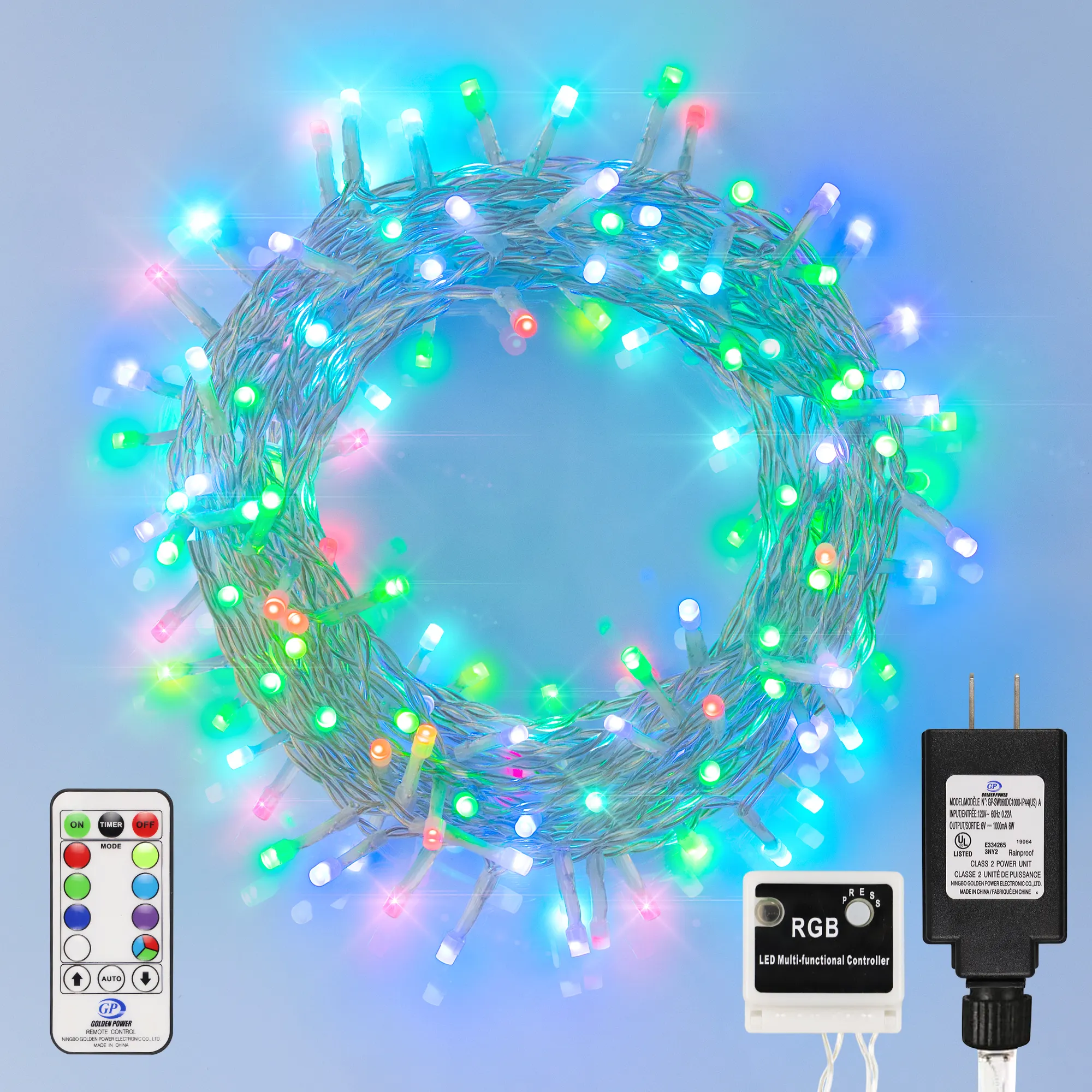 Oem Outdoor Decorative Light 8 Colors Change String Lights with Remote Control 10M 96LED 52Modes RGB Christmas Fairy Lights