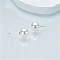 Pendientes de perlas de agua de mar japonesas de platino PT950, pendientes de perlas redondas perfectas con brillo de espejo de 8,5-9 mm para mujer