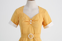Robe vintage pour femme Robe d'été à manches courtes 50s 60s Office Party Rockabilly Swing Retro Pinup Plus Size