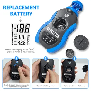 Anémomètre numérique portable HoldPeak HP-876A avec boussole, affichage LCD 4 unités, pour HVAC extérieur, KMH/KTS/MS/MPH - Product Image 6