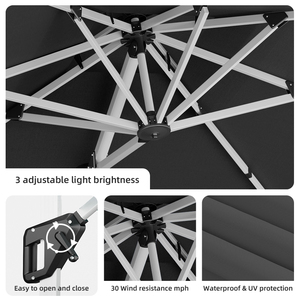 <span class=keywords><strong>Parasol</strong></span> d'extérieur imperméable UPF 50+ avec <span class=keywords><strong>protection</strong></span> <span class=keywords><strong>UV</strong></span>, 3x3m, grand <span class=keywords><strong>parasol</strong></span> <span class=keywords><strong>déporté</strong></span> pour la plage - Product Image 3