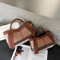 Sac à main en cuir véritable et toile personnalisé de luxe, sac à bandoulière à carreaux de haute qualité, grande capacité, sac fourre-tout décontracté pour femmes