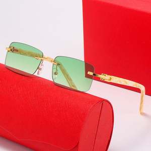 Gafas de Sol Retro con Marco de Acetato sin Montura y Logotipo Personalizado, Lentes Verdes de Moda para Hombre y Mujer, Gafas de Sol Rectangulares de Acetato sin Montura para Hombre y Mujer - Product Image 2