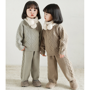 Vêtements d'hiver pour enfants, ensembles en tricot côtelé pour bébé fille, pull épais et doux, ensembles de vêtements pour filles en 2 pièces - Product Image 2
