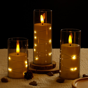 Flammenlose <span class=keywords><strong>LED</strong></span>-Säulenkerzen Flackernde 3D-Bewegungsflamme Fernbedienung Batteriebetrieben Wasserfest Umweltfreundlich - Product Image 2