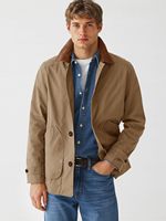 Veste boutonnée légère décontractée en coton pour hommes Vêtements d'extérieur d'automne vintage avec poches Parka en toile unisexe Manteau de grange beige