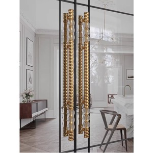 Poignée de <span class=keywords><strong>porte</strong></span> en verre cristal doré de luxe moderne pour hôtel, poignée robuste pour portes coulissantes, quincaillerie d'intérieur architecturale - Product Image 4