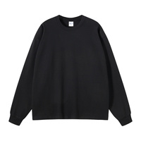 Chemises longues en coton pour hommes, poids lourd 385 g/m², 100 % coton, impression en relief personnalisée, col rond, chemises personnalisées avec logo pour hommes