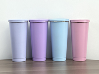 Mug de voyage isotherme en acier inoxydable à double paroi avec couvercle et paille, personnalisable avec logo, 16oz 25oz, coloré, vente en gros