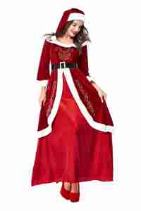 2025 nouveaux styles meilleure vente vin rouge longue robe <span class=keywords><strong>costume</strong></span> de noël pour les femmes - Product Image 6