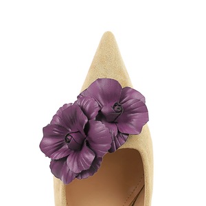 8295-h57 Châu Âu Mỹ tiệc cao gót giày cho phụ nữ nông miệng thiết kế tương phản màu sắc hoa phía sau chuyến đi gót chân 8cm - Product Image 4