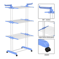 Séchoir à linge pliable à 3 niveaux, séchoir à linge mobile, économiseur d'espace, séchoir vertical avec roulettes pour balcon et petit appartement