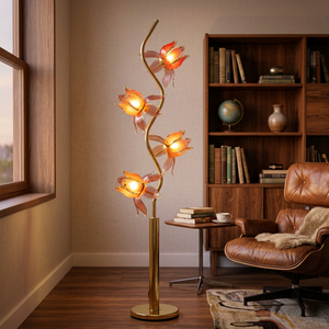 Lámpara de Pie Moderna para Sala de Estar, de Hierro, con LED E27, Decorativa, Elegante, con Flor de Loto Rosa de Lujo - Product Image 2