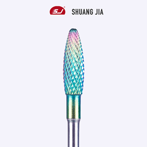 Đầu mài móng SHUANGJIA 4mm Flame <span class=keywords><strong>Bits</strong></span> 3/32 Rainbow Carbide, dụng cụ mài móng xoay, loại bỏ gel, phụ kiện máy khoan điện - Product Image 1