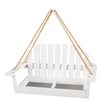 Mangeoire à oiseaux sauvages en bois, mangeoire à balançoire blanche pour oiseaux et petits animaux, pour le stockage de nourriture en extérieur