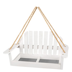 Comedero de Madera para Aves Silvestres, Comedero Colgante Blanco para Aves y Animales Pequeños, para Almacenamiento de Alimentos en Exteriores - Product Image 1