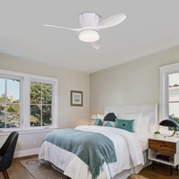 Ventilateur de plafond moderne avec télécommande, ABS, lumière LED, 3 vitesses, vent puissant, pour chambre à coucher, salon et restaurant