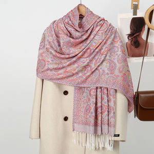 Nuevo diseño Vintage bordado bufanda Paisley estolas cálido decorar otoño algodón con borla bufanda anacardo Pashmina bufanda chal - Product Image 3