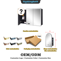Armoire de salle de bain intelligente avec miroir LED, design de luxe américain, en acier inoxydable, armoire à pharmacie avec miroir