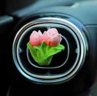 Diffuseur de parfum pour voiture, bouquet de tulipes fait main, clip de ventilation, huile essentielle, décoration de sortie de climatisation