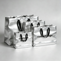 Tas Kertas Bunga Custom Logo Kemasan Buket Tas Kertas Perak Foil Dengan Pegangan untuk Toko Bunga Pernikahan