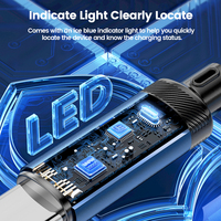 Cable USB C con Indicador Luminoso Azul de Carga Rápida Toocki PD, Fácil de Localizar en la Oscuridad, Cable de Carga Tipo C a Tipo C para Teléfono y Portátil