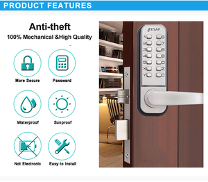 Kesaf bảo mật cao ngoài trời sử dụng mã có thể thay đổi không thấm nước Keyless mật khẩu cơ khí mã khóa cửa cho cửa thương mại - Product Image 4