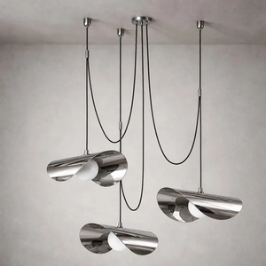 Lustre moderne en laiton à 3 lumières, luminaire suspendu sculptural pour salle à manger, îlot de cuisine - Product Image 1