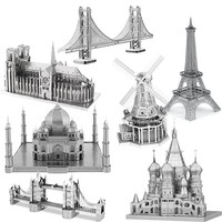 DIY 3D Metall-Puzzle für Erwachsene Architektonisches Handgefertigtes 3D-Modell Ineinandergreifende Montage Lehrreiches Spielzeug in Verpackungsbox
