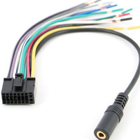 Adaptador de cableado estéreo para coche de 20 pines con conector AUX hembra de 3.5 mm y cables abiertos con código de color
