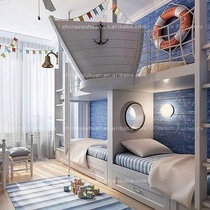 Mediterranean Style Kids Bunk Bed <strong>Pirate</strong> Ship Themed Boys Bed Custom Personalized Solid Wood Children's Room <strong>Furniture</strong> - Product Image 2