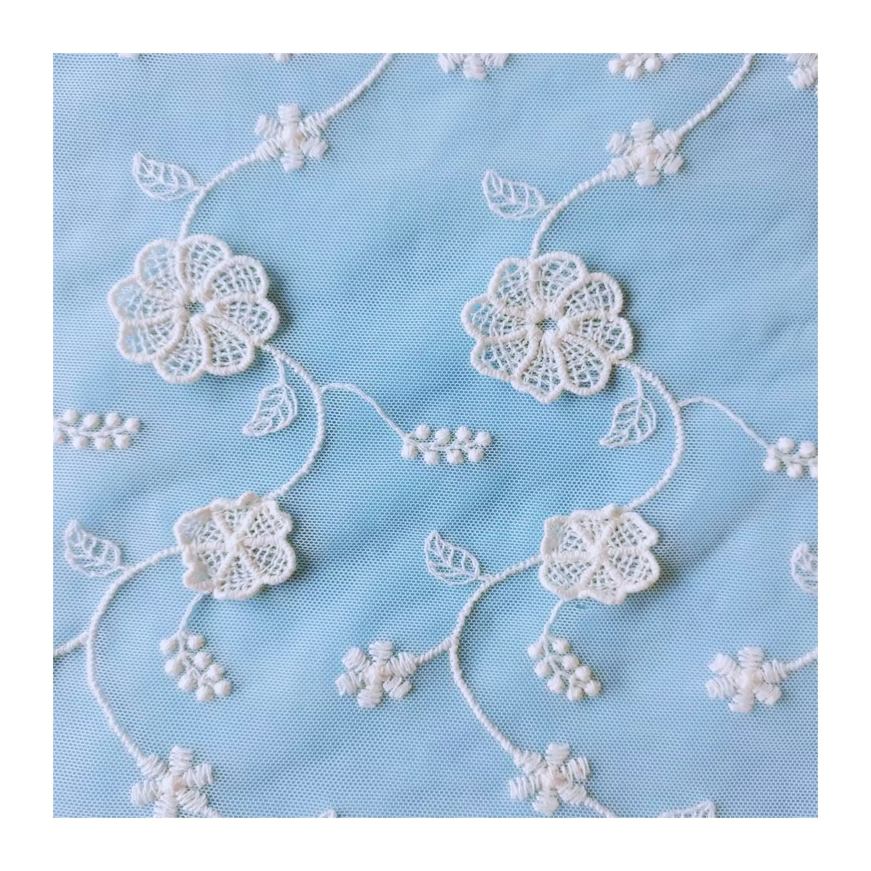 Three-dimensional embossed embroidery fabric cotton mesh embroidery