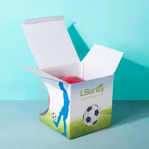 Barley kotak kertas cetak bergelombang kemasan hadiah lipat mewah Logo cap panas kustom untuk sepak bola
