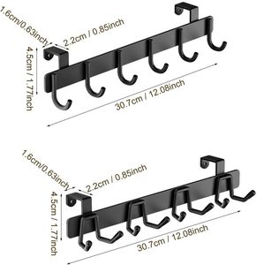 Kim loại trên cửa giá treo tổ chức 3/4 "dày, tủ móc cho quần áo, khăn & phụ kiện nhà bếp - Product Image 2