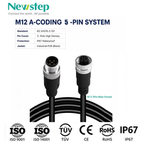 Câble d'extension blindé SFTP M12 5 broches mâle-femelle, connecteur circulaire codé A étanche IP68 pour l'automatisation des capteurs